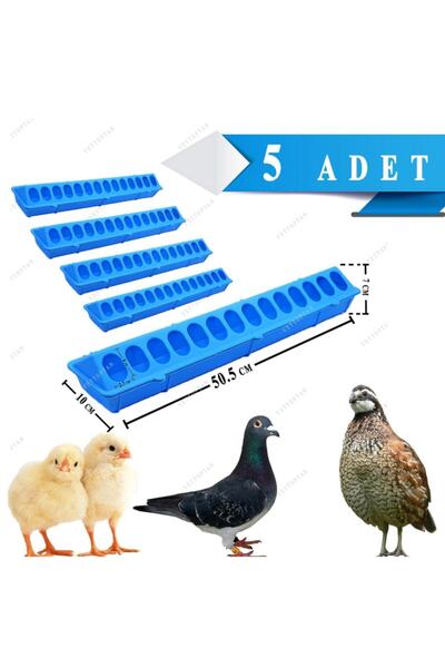 Endiket Civciv Bıldırcın Yemlik Keklik Tavuk Yemliği 50 Cm 3 Adet Plastik Sülün Hindi Ördek Kaz Yavruları