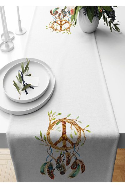 Pilloveland Runner 40*140 Cm Dreamcatcher Tesut din piele intoarsa cu model