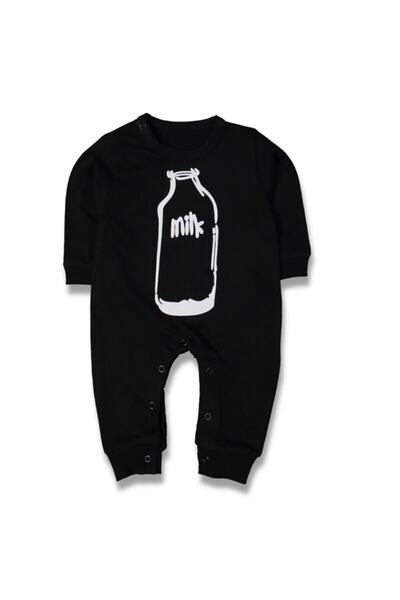 ADABEBEK Baby Girl Boy Black Milk Printed Jumpsuit