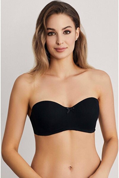 Eros Black Strapless Single Bra - Empty Cup and Support Detail