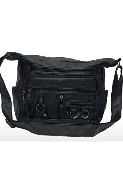 MEGA ÇANTA حقيبة ساريا حقيبة كروس نسائية من الجلد باللون الأسود M-101