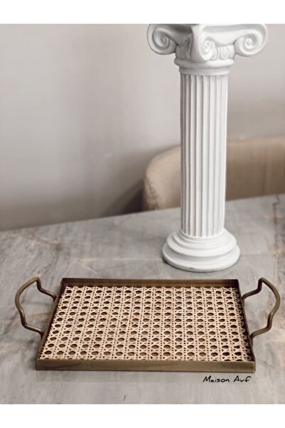 Maison Avf Rattan Hazeran Galvaniz Sunum Tepsi Gold (%100 DOĞAL HAZERAN) M022