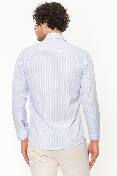 Varetta Чоловіча синя сорочка зі смужками та довгими рукавами