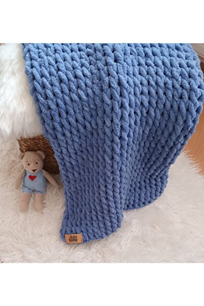 DUSOHOME Blue Puffy Baby Blanket 90*90