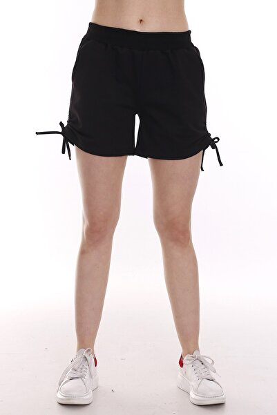 DISENTIS MODEST Crne šortseve sa čipkastim detaljima sa strane i elastičnim s...