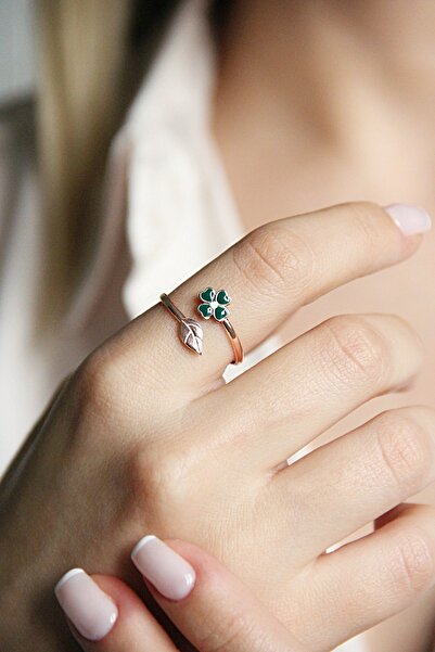 Argentum Concept 925 Ayar Gümüş Yonca Figürlü Rose Yüzük - Y017401