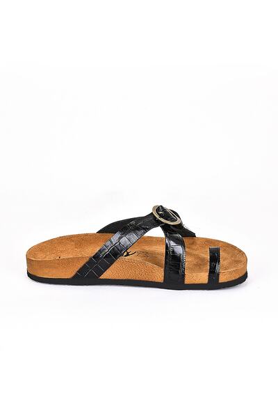 Moosefield Чорні чоловічі капці з натуральної шкіри