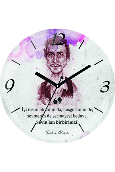 ART HEDİYE Ceas de perete din sticlă autentică Sadri Alışık Sevin Birbirinizi...