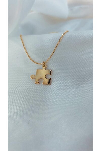 Puzzle Gümüş Kolye Gold