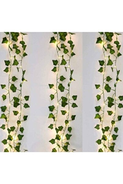 KozmoParti 3 Adet 2m 30cm Dekoratif Asma 3m Sarı Led Dize Işıklar Yeşil Yapay...
