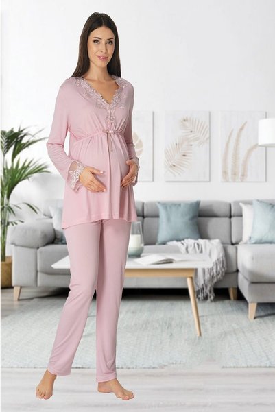 Generic Brand Effort Women's Pink Maternity Maternity Pajama Set 8092