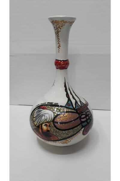 Sultan Çini -çini El Emeği Teşhip Sanatı Özel Tasarım Kabartma Desenli Çini Vazo