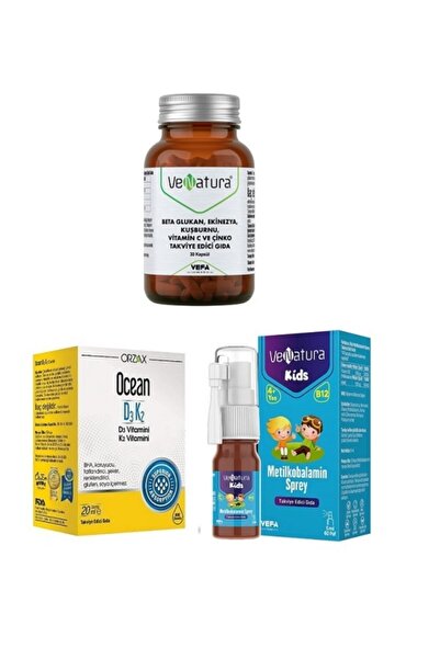 VeNatura Beta Glukan 30 Kapsül + Kids B12 Metilkobalamin 5ml + Ocean Vitamin ...