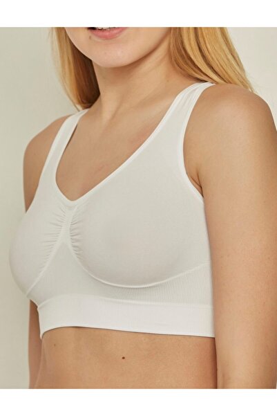by HW Жіночий білий безшовний бюстгальтер з товстими бретелями, що не залишає слідів
