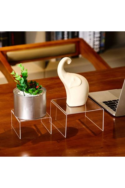 KrcDisplay Transparent Plexiglass Coffee Table Jewelry Display Stand Riser Shelf 6 Pieces