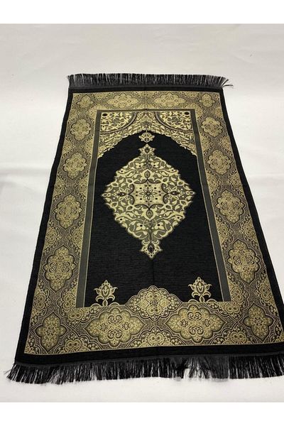 akar hac Black Cotton Taffeta Prayer Rug