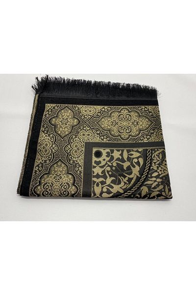 akar hac Black Cotton Taffeta Prayer Rug