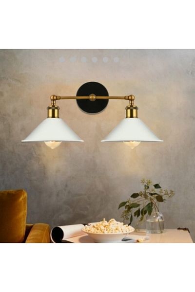 demet habek mylights Retro Rustic Double White Wall Lamp Sconce