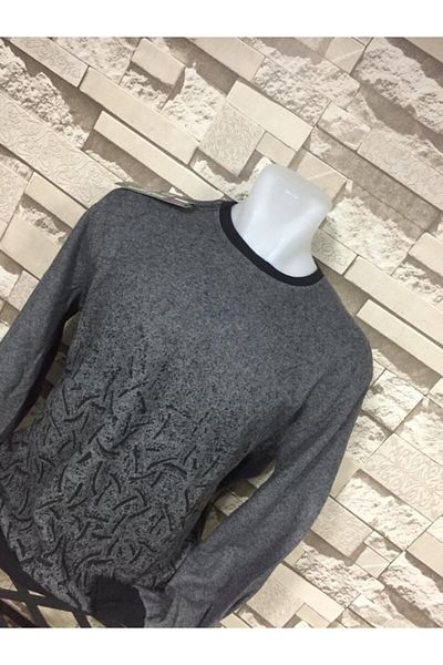 BENESSE Men's Anthracite Thessaloniki Crew Neck Sweater