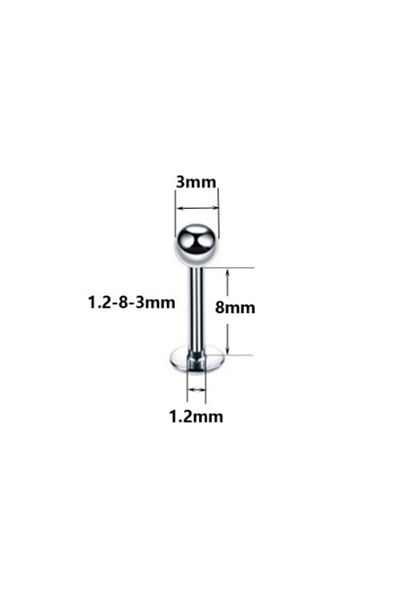 Vilma Aksesuar Lip Cartilage Tragus Steel Piercing Set of 2 8 mm