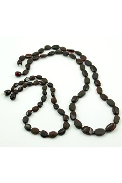 Damla Kehribar Market Vişne Oval Kehribar Kolye Set