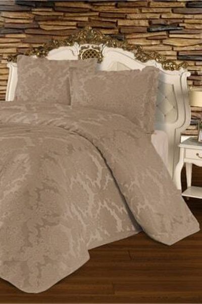 Çeyizci Bedspread Double Jacquard - Hercai Cappucino