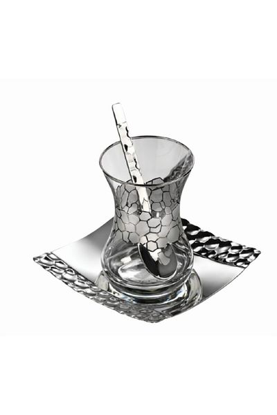 ÖzSa Home Stainless Steel Honeycomb 18 Piece Tea Set with Cup