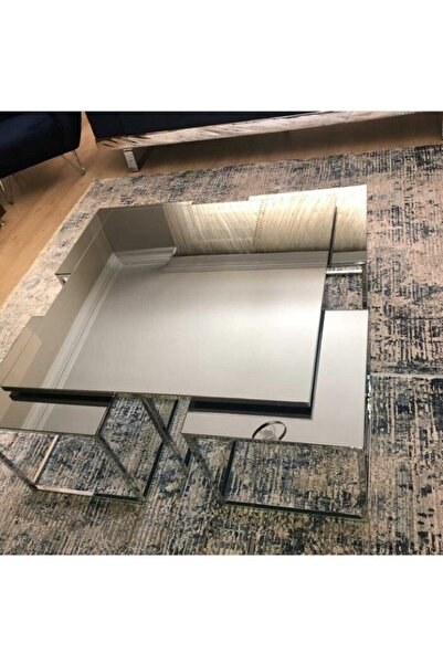 ÇengelköyDesign Rozz Dekoratif Gümüş Kaplama Orta Sehpa
