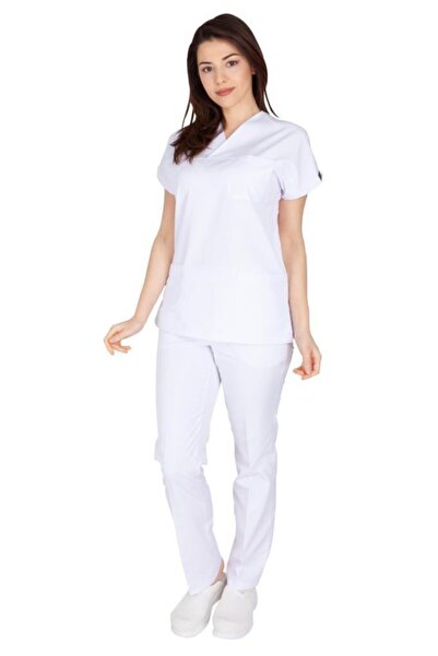 VEHBİ Жіночий лікарський халат Scrubs з альпаки для лікарні (комір-конверт, р...