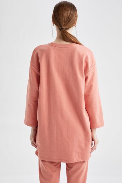 DeFacto Relax Fit Yazı Baskılı Sweatshirt Tunik