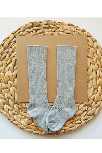 Asa Bebek Çocuk Unisex Baby Gray Ribbed Knee Socks