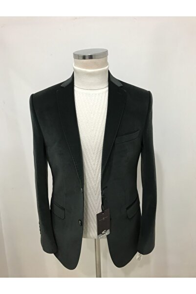 CASSIS Erkek Yeşil Slim Fit Kadife Ceket