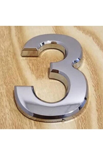 Nobel Krom Parlak Küçük Yapışkanlı Kapı Numaraları 37,5 mm No:3
