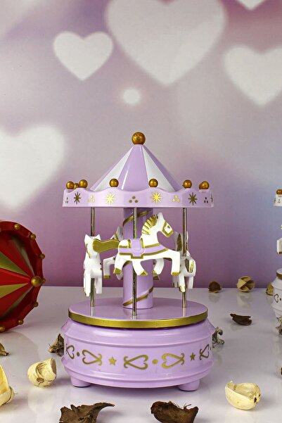 Kare Dekor Kurmalı Atlı Karınca Müzik Kutusu Lila