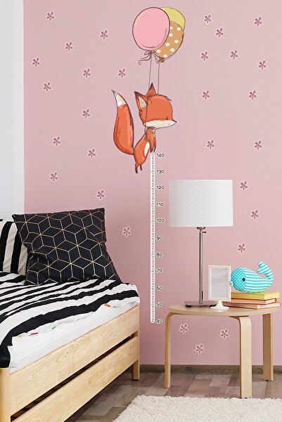 TUGİBU Fox Height Measurer Wall Sticker Set with Balloons Baby Kids Room