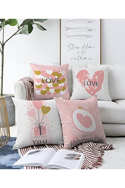 Realhomes 4'lü Sevgililer Günü Konseptli Çift Taraflı Özel Tasarım Modern Raş...