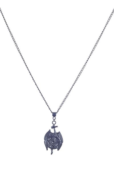 LABALABA Men's Black Oxide Plated Dragon Symbol Pendant Necklace