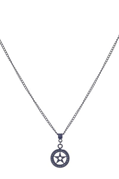 LABALABA Men's Black Oxide Plated Pentagram Icon Necklace