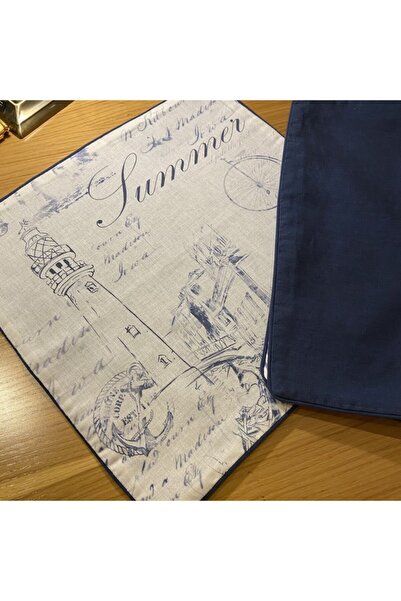 NAVAL MARIN Kırlent Keten Desenli