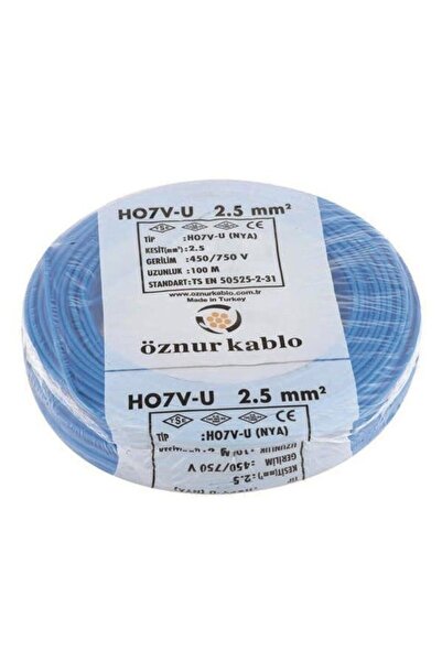 ÖZNUR 2,5 Nya Kablo Bakır Mavi Renk 100 mt