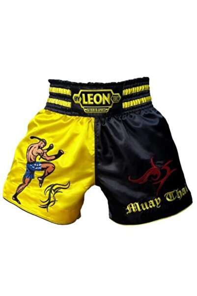 By Leon 1982 Leon Warrior Profesyonel Muay Thai ve Kick Boks Şortu Sarı Siyah