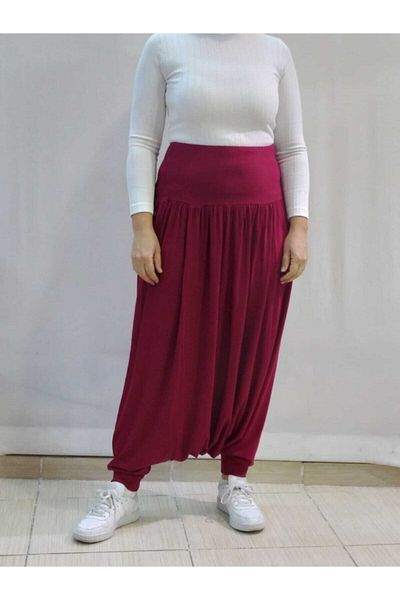Mertcan Butik Burgundy Shalwar with Gathered Waist