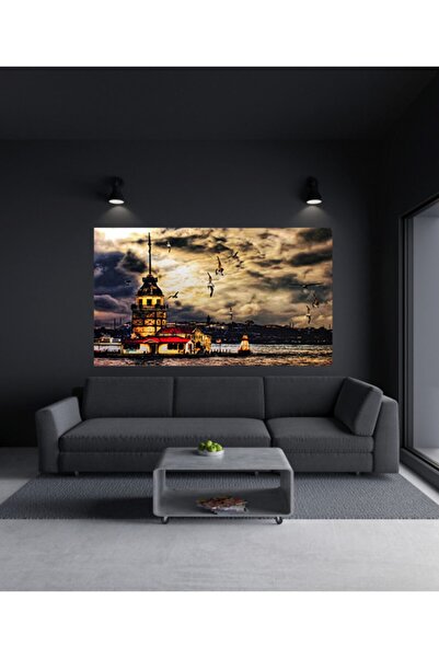 Haki Alışveriş Dünyası Işıklı Ledli Kız Kulesi Tablosu