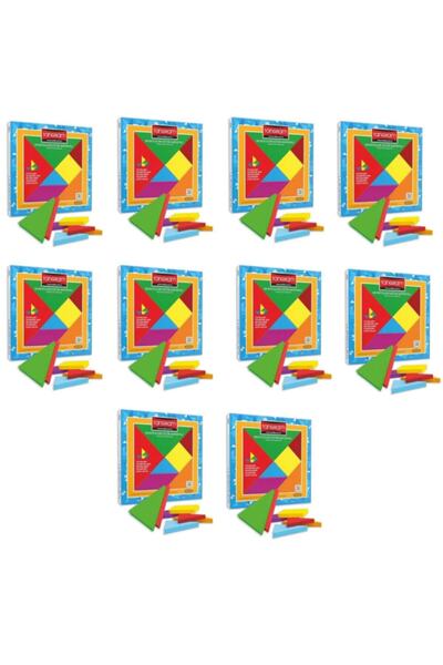 Redka Renkli Tangram 10 Adet Montessori Eğitim Materyali