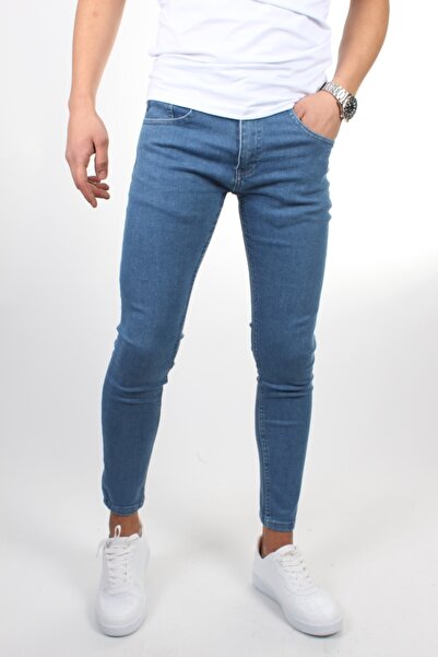 YASAR GİYİM Men's Light Blue Straight Slim-fit Lycra Skinny Leg Jeans