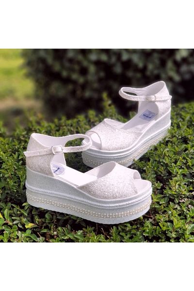 Ayakkabı Tutkusu Stilo ® Wedge Heel 8cm Bridal Shoes Glittering Glitter Sole