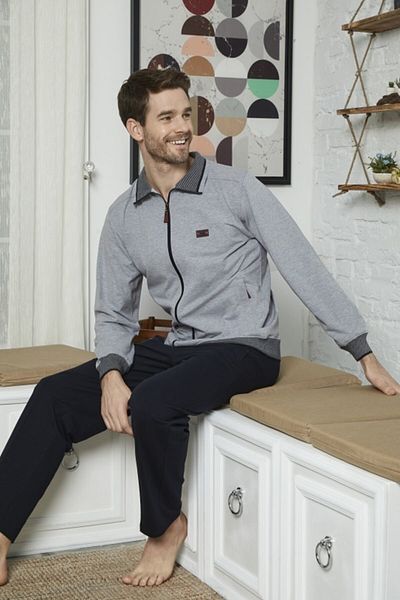 KLY Men's Gray Apaj Collar Tracksuit Set