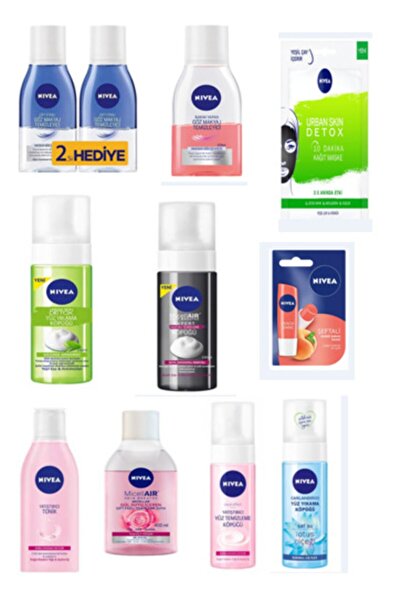 NIVEA Nıvea Yatıştırıcı Canlandırıcı Yüz Yıkama Temizleme Köpüğü Göz Makyaj Temizleyici Bakım Seti 10lu