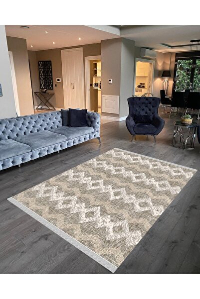 NaRStore Home Decoser 2051 Bej Krem Renk Pamuk Tabanlı Kaymaz Yıkanabilir Hal...