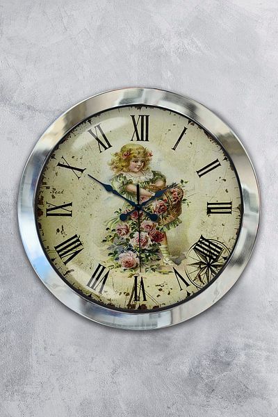 Kasva Concept Gift 36 cm Chrome Metal Time Wall Clock